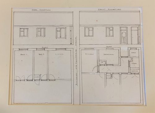 Keith, 50th scaled drawing of my own bungalow, pen.